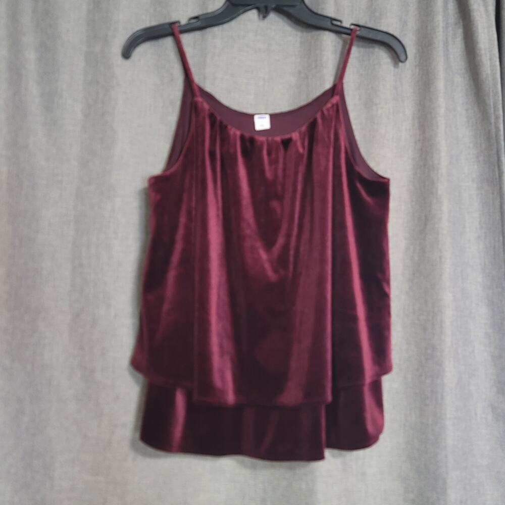 Old Navy Burgundy Layered Whimsigoth Velvet Tank Top Size Medium
